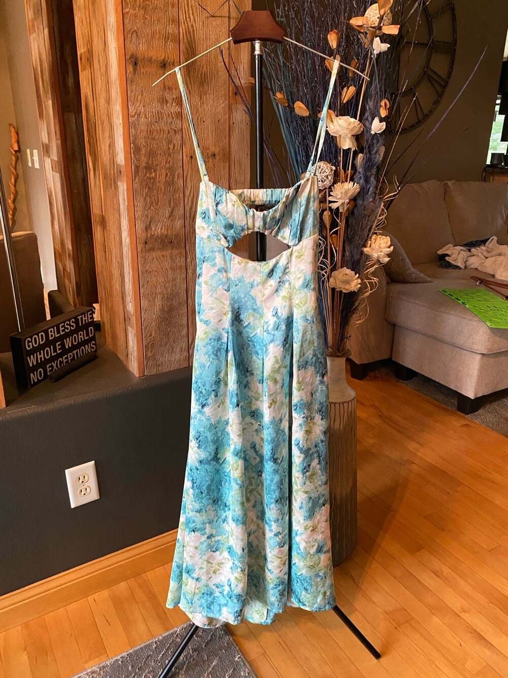 Hello Molly Blue Floral Cutout Midi Dress Size M